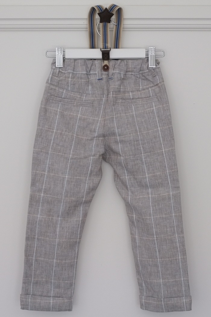 NEXT Linen Pants and Braces Set - Stone - SMALL SMARTS
